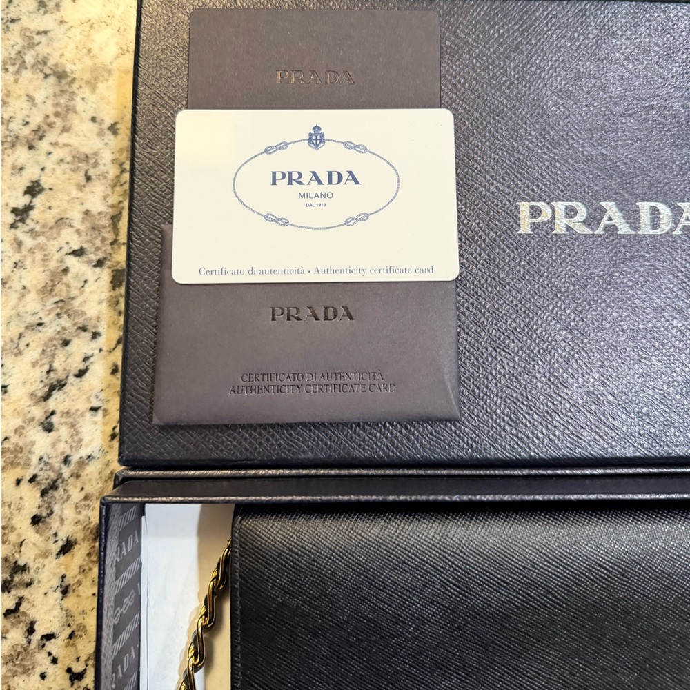 Prada Black Leather Wallet with Gold Chain - Picture 1 of 3